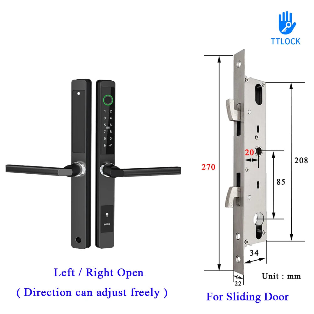 Waterproof Smart Lock – Fingerprint, Password & Card Access for Sliding Doors