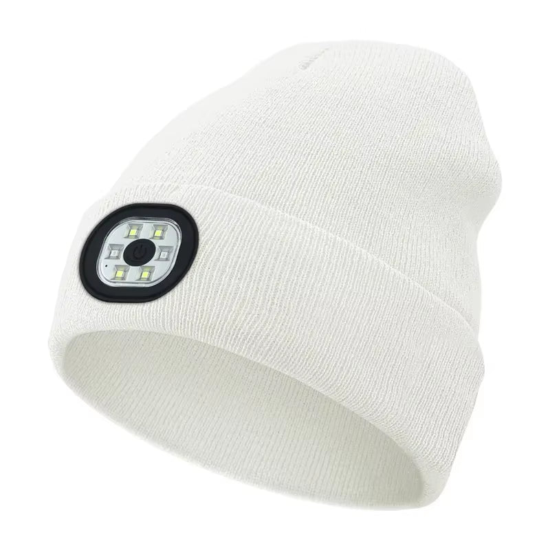 GlowGear™ LED Beanie Hat: USB Rechargeable Winter Headlamp Cap for Warmth & Hands-Free Light